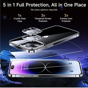 iPhone 14 Pro Case with 2X Screen Protector + 2X Lens Protector Bundle